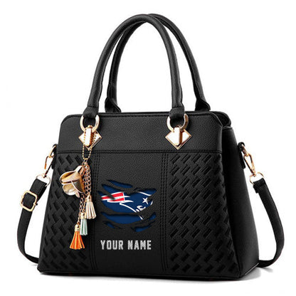 LIMITED EDITION - NEW CUSTOMIZED NFL27 NEP NEW ENGLAND PATRIOTS HANDBAG IN MULTIPLE COLORS