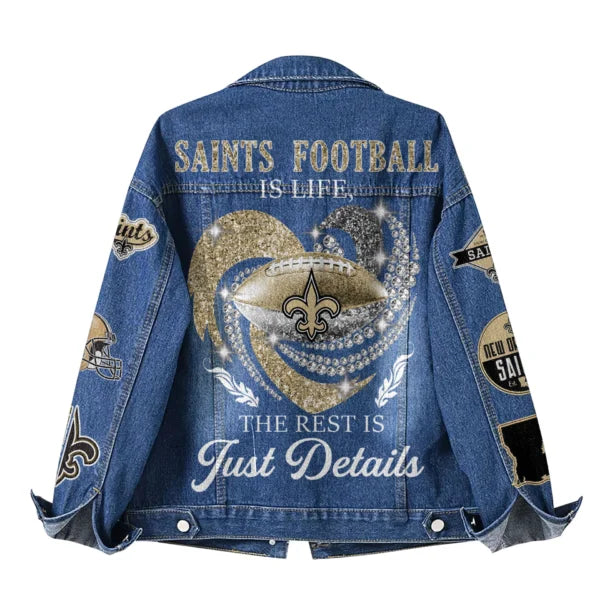 LIMITED EDITION - NEW PREMIUM NFL24 NOS NEW ORLEANS SAINTS DENIM JACKET