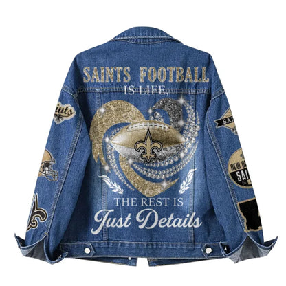 LIMITED EDITION - NEW PREMIUM NFL24 NOS NEW ORLEANS SAINTS DENIM JACKET