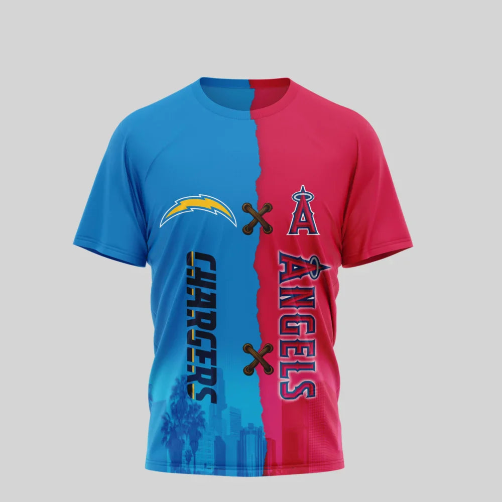 LIMITED EDITION - NEW CUSTOMIZED NFL09 LAC LOS ANGELES CHARGERS x MLB27 LAA LOS ANGELES ANGELS UNISEX T-SHIRT, POLO, HOODIE & JACKETS
