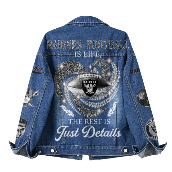 LIMITED EDITION - NEW PREMIUM NFL07 LVR LAS VEGAS RAIDERS DENIM JACKET