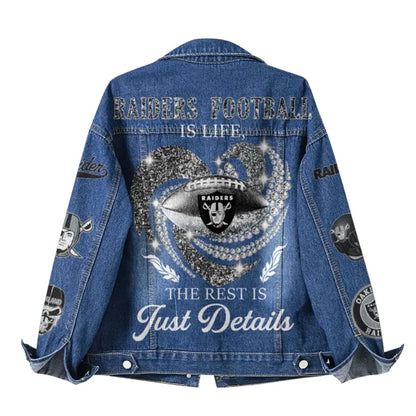 LIMITED EDITION - NEW PREMIUM NFL07 LVR LAS VEGAS RAIDERS DENIM JACKET