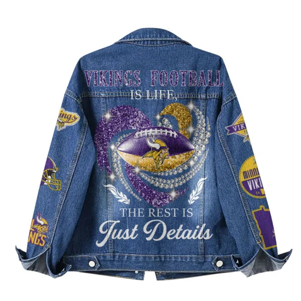 LIMITED EDITION - NEW PREMIUM NFL05 MVK MINNESOTA VIKINGS DENIM JACKET