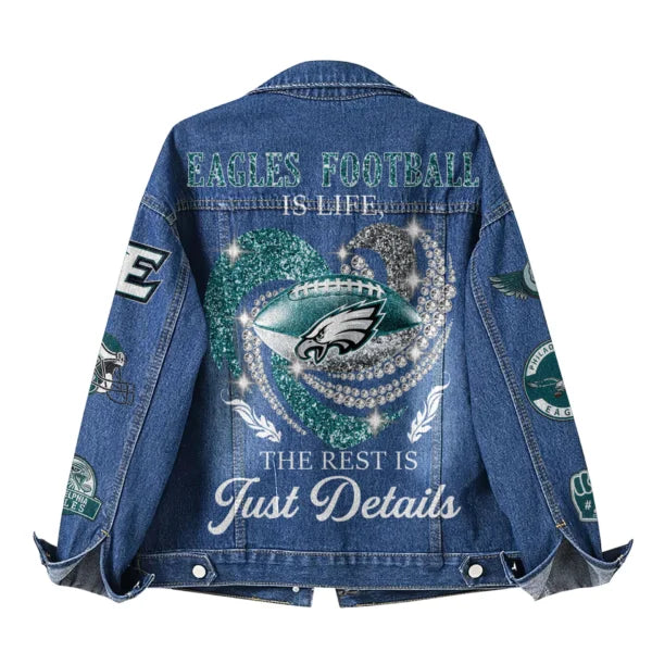 LIMITED EDITION - NEW PREMIUM NFL02 PPE PHILADELPHIA EAGLES DENIM JACKET