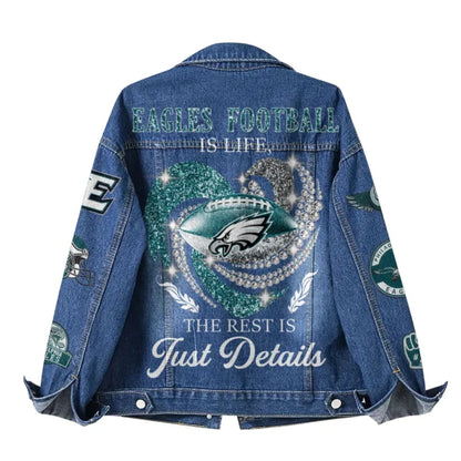 LIMITED EDITION - NEW PREMIUM NFL02 PPE PHILADELPHIA EAGLES DENIM JACKET