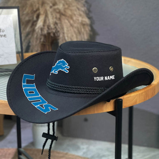 LIMITED EDITION - NEW CUSTOMIZED NFL04 DTL DETROIT LIONS COWBOY HAT