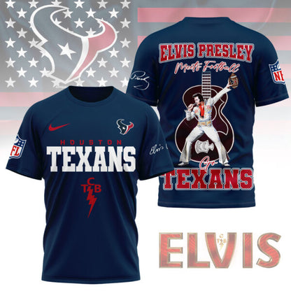 LIMITED EDITION - NEW CUSTOMIZED NFL15 HTT HOUSTON TEXANS X ELVIS PRESLEY FAN 3D SHIRT