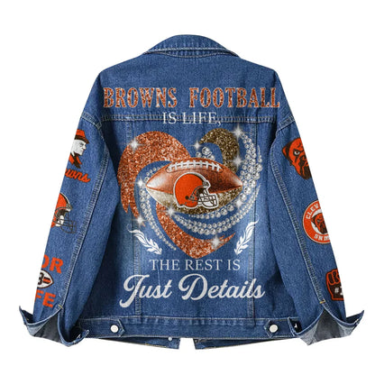 LIMITED EDITION - NEW PREMIUM NFL29 CLB CLEVELAND BROWNS DENIM JACKET