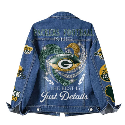 LIMITED EDITION - NEW PREMIUM NFL08 GBP GREEN BAY PACKERS DENIM JACKET
