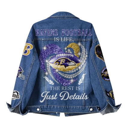 LIMITED EDITION - NEW PREMIUM NFL28 BTR BALTIMORE RAVENS DENIM JACKET