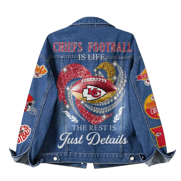 LIMITED EDITION - NEW PREMIUM NFL01 KCC KANSAS CITY CHIEFS DENIM JACKET