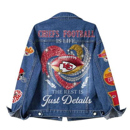 LIMITED EDITION - NEW PREMIUM NFL01 KCC KANSAS CITY CHIEFS DENIM JACKET