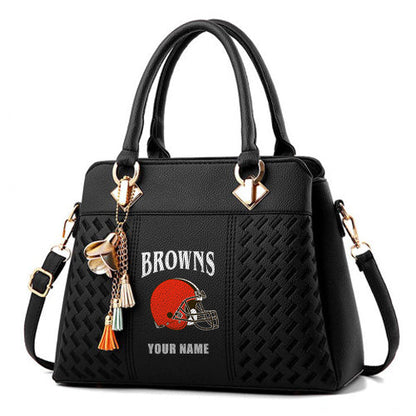 LIMITED EDITION - NEW CUSTOMIZED NFL29 CLB CLEVELAND BROWNS HANDBAG IN MULTIPLE COLORS