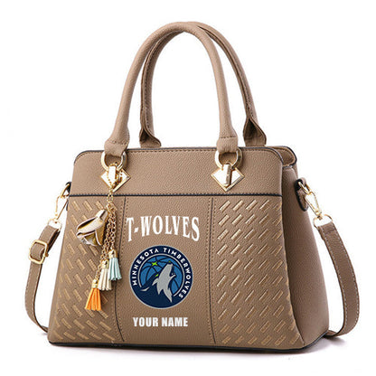 LIMITED EDITION - NEW CUSTOMIZED NBA05 MT MINNESOTA TIMBERWOLVES WOMEN'S HANDBAGS MULTICOLOR