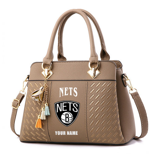 LIMITED EDITION - NEW CUSTOMIZED NBA25 BN BROOKLYN NETS WOMEN'S HANDBAGS MULTICOLOR
