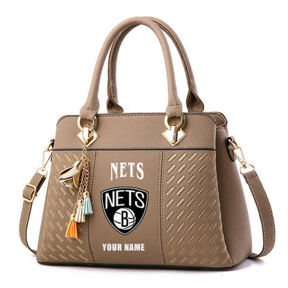 LIMITED EDITION - NEW CUSTOMIZED NBA25 BN BROOKLYN NETS WOMEN'S HANDBAGS MULTICOLOR