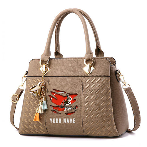 LIMITED EDITION - NEW CUSTOMIZED NFL29 CLB CLEVELAND BROWNS HANDBAG IN MULTIPLE COLORS