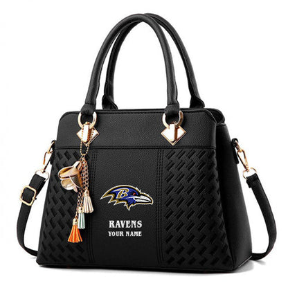 LIMITED EDITION - NEW CUSTOMIZED NFL28 BTR BALTIMORE RAVENS HANDBAG IN MULTIPLE COLORS