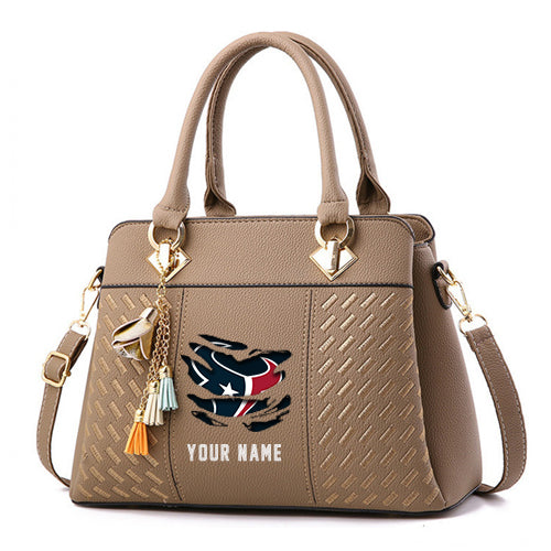 LIMITED EDITION - NEW CUSTOMIZED NFL15 HTT HOUSTON TEXANS HANDBAG IN MULTIPLE COLORS