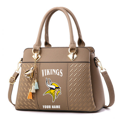 LIMITED EDITION - NEW CUSTOMIZED NFL05 MVK MINNESOTA VIKINGS HANDBAG IN MULTIPLE COLORS