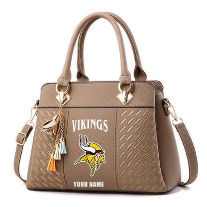 LIMITED EDITION - NEW CUSTOMIZED NFL05 MVK MINNESOTA VIKINGS HANDBAG IN MULTIPLE COLORS