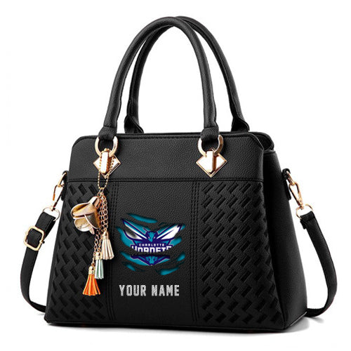 LIMITED EDITION - NEW CUSTOMIZED NBA27 CH CHARLOTTE HORNETS WOMEN'S HANDBAGS MULTICOLOR