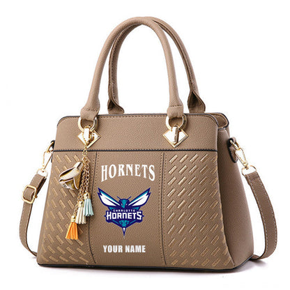LIMITED EDITION - NEW CUSTOMIZED NBA27 CH CHARLOTTE HORNETS WOMEN'S HANDBAGS MULTICOLOR