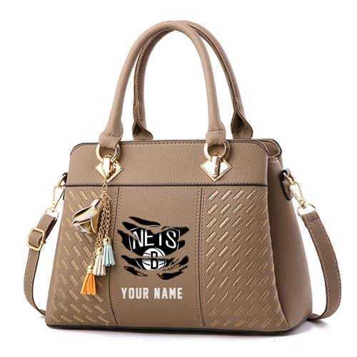LIMITED EDITION - NEW CUSTOMIZED NBA25 BN BROOKLYN NETS WOMEN'S HANDBAGS MULTICOLOR