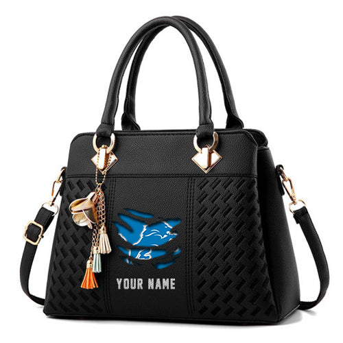 LIMITED EDITION - NEW CUSTOMIZED NFL04 DTL DETROIT LIONS HANDBAG IN MULTIPLE COLORS