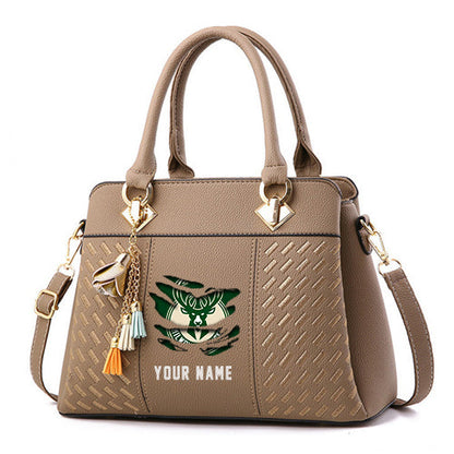 LIMITED EDITION - NEW CUSTOMIZED NBA11 MB MILWAUKEE BUCKS WOMEN'S HANDBAGS MULTICOLOR