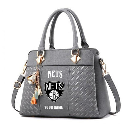 LIMITED EDITION - NEW CUSTOMIZED NBA25 BN BROOKLYN NETS WOMEN'S HANDBAGS MULTICOLOR