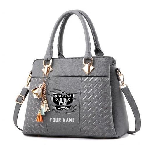 LIMITED EDITION - NEW CUSTOMIZED NFL07 LVR LAS VEGAS RAIDERS HANDBAG IN MULTIPLE COLORS