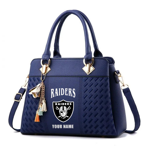 LIMITED EDITION - NEW CUSTOMIZED NFL07 LVR LAS VEGAS RAIDERS HANDBAG IN MULTIPLE COLORS