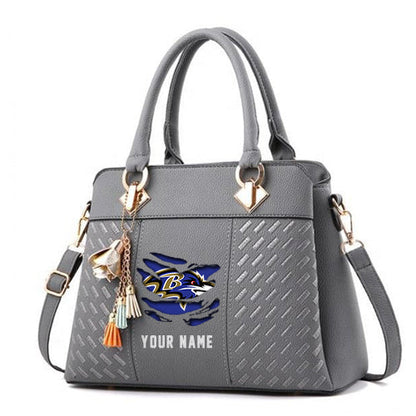 LIMITED EDITION - NEW CUSTOMIZED NFL28 BTR BALTIMORE RAVENS HANDBAG IN MULTIPLE COLORS