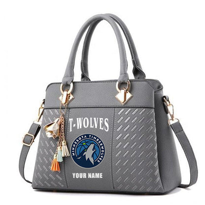 LIMITED EDITION - NEW CUSTOMIZED NBA05 MT MINNESOTA TIMBERWOLVES WOMEN'S HANDBAGS MULTICOLOR