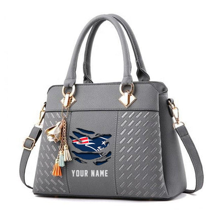LIMITED EDITION - NEW CUSTOMIZED NFL27 NEP NEW ENGLAND PATRIOTS HANDBAG IN MULTIPLE COLORS