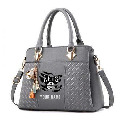 LIMITED EDITION - NEW CUSTOMIZED NBA25 BN BROOKLYN NETS WOMEN'S HANDBAGS MULTICOLOR