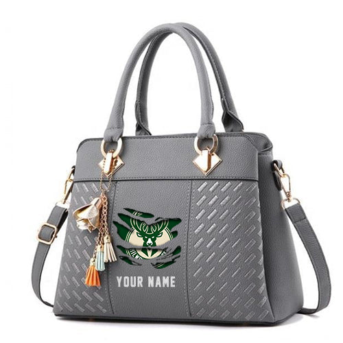 LIMITED EDITION - NEW CUSTOMIZED NBA11 MB MILWAUKEE BUCKS WOMEN'S HANDBAGS MULTICOLOR