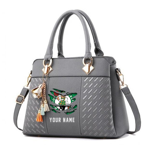 LIMITED EDITION - NEW CUSTOMIZED NBA03 BC BOSTON CELTICS WOMEN'S HANDBAGS MULTICOLOR