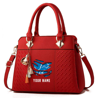 LIMITED EDITION - NEW CUSTOMIZED NFL04 DTL DETROIT LIONS HANDBAG IN MULTIPLE COLORS
