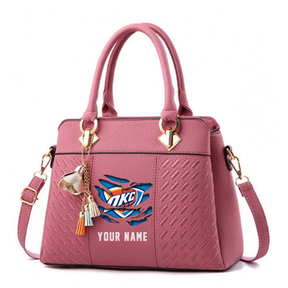 LIMITED EDITION - NEW CUSTOMIZED NBA01 OC OKLAHOMA CITY THUNDER WOMEN'S HANDBAGS MULTICOLOR
