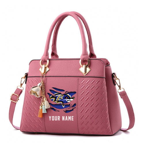 LIMITED EDITION - NEW CUSTOMIZED NFL28 BTR BALTIMORE RAVENS HANDBAG IN MULTIPLE COLORS