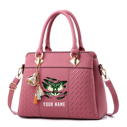 LIMITED EDITION - NEW CUSTOMIZED NBA11 MB MILWAUKEE BUCKS WOMEN'S HANDBAGS MULTICOLOR