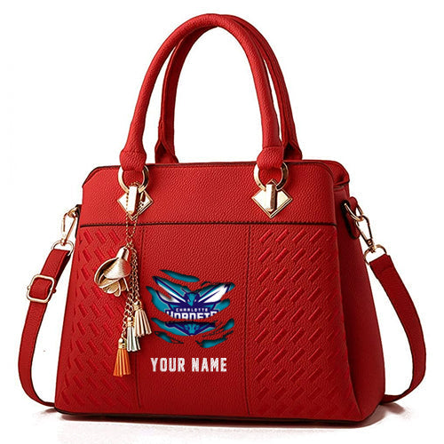 LIMITED EDITION - NEW CUSTOMIZED NBA27 CH CHARLOTTE HORNETS WOMEN'S HANDBAGS MULTICOLOR