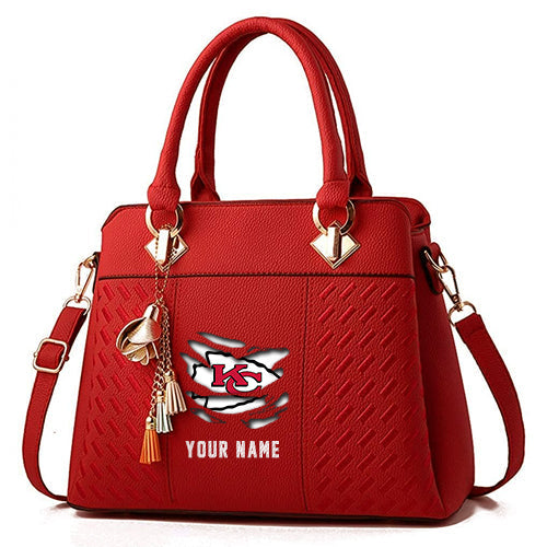 LIMITED EDITION - NEW CUSTOMIZED NFL01 KCC KANSAS CITY CHIEFS HANDBAG IN MULTIPLE COLORS