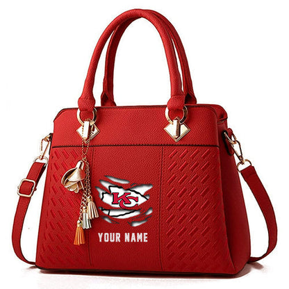 LIMITED EDITION - NEW CUSTOMIZED NFL01 KCC KANSAS CITY CHIEFS HANDBAG IN MULTIPLE COLORS