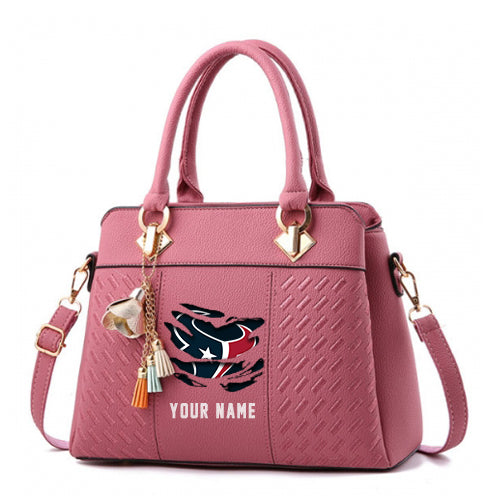 LIMITED EDITION - NEW CUSTOMIZED NFL15 HTT HOUSTON TEXANS HANDBAG IN MULTIPLE COLORS