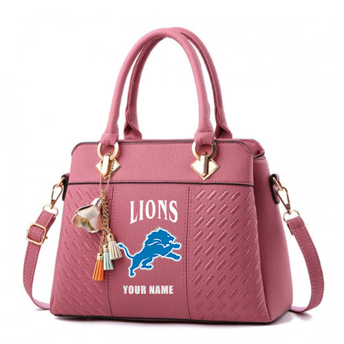 LIMITED EDITION - NEW CUSTOMIZED NFL04 DTL DETROIT LIONS HANDBAG IN MULTIPLE COLORS