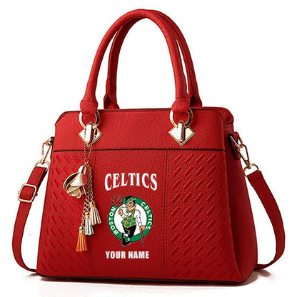LIMITED EDITION - NEW CUSTOMIZED NBA03 BC BOSTON CELTICS WOMEN'S HANDBAGS MULTICOLOR