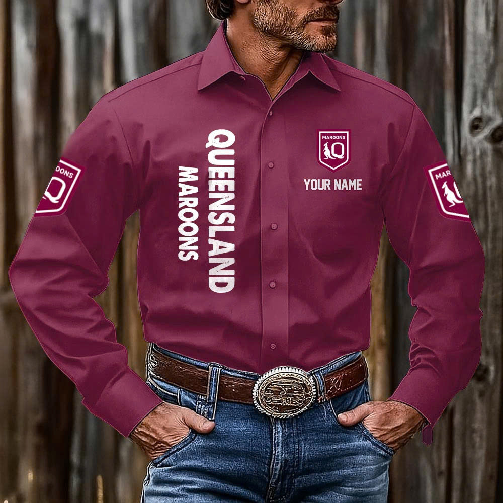 LIMITED EDITION - NEW 18 QSM CUSTOMIZED MEN'S LONG-SLEEVE BUTTON-UP SHIRT
